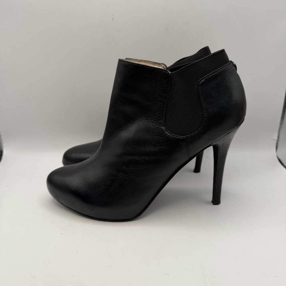 GUESS ANKLE BOOTS, NWOB‎ Black Leather Platform High Heels, WGMIST Booties 10M